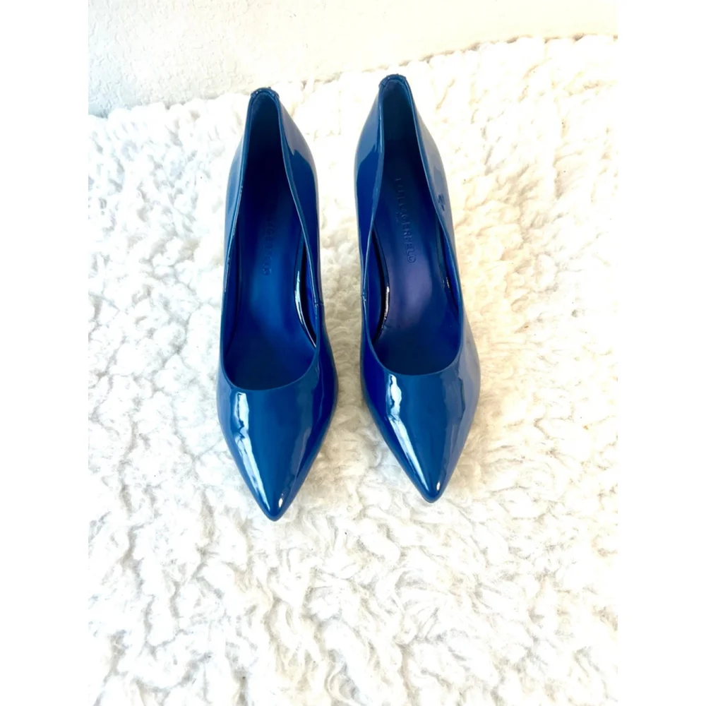 Karl Lagerfeld Paris Royale Anthracite Faux Patent Leather Heels Women size 8M
